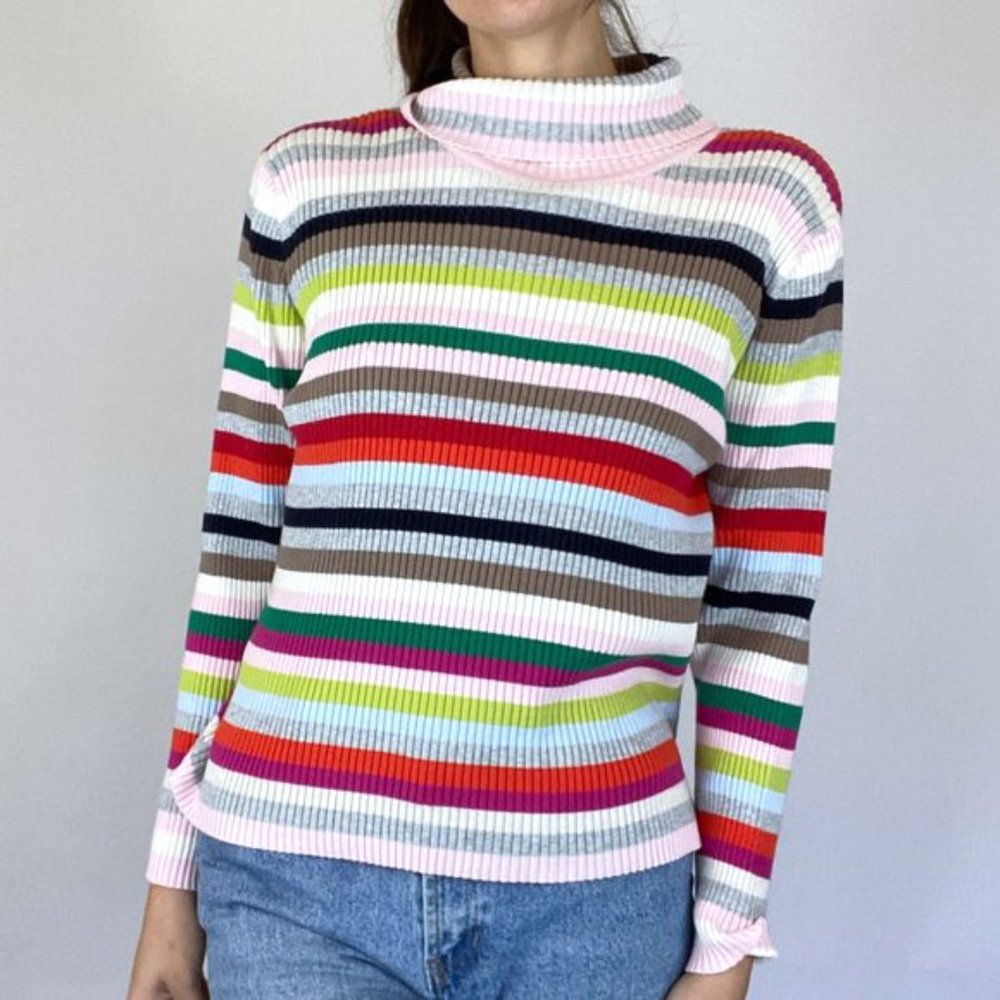 Vintage Striped Turtle Neck Sweater